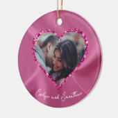 Herzrahmen Foto Rosa mit Diamanten Keramik Ornament (Links)