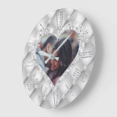Herzrahmen Foto Weiß & Silber Diamanten Große Wanduhr (Winkel)