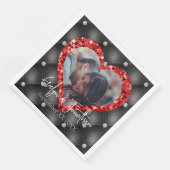 Herzrahmen für Foto Schwarz & Rot Diamanten Serviette (Ecke)
