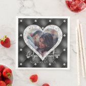 Herzrahmen für Foto Schwarz & Silberdiamanten Serviette (Beispiel)