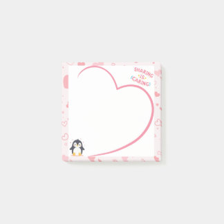 Herzrahmen und Kawaii-Pinguin rosa Post-it-Notizen Post-it Klebezettel