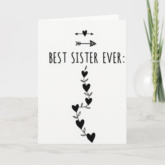 Herzranke Beste Schwester Aller Karte (Vorderseite)