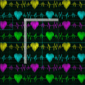 Herzrhythmus irisierendes EKG. Ärztin Stoff (Kachel)