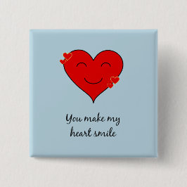 Herzromantisches Blau lächeln Button