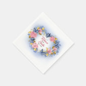 Herzrosa und blaue Rose Blumenmodern Boho Serviette (Ecke)