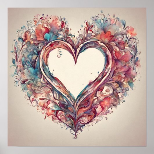 Herzsaiten - Aquarellmalerei Poster (Vorne)