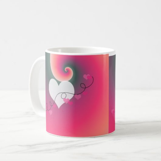Herzsaiten Romantisches Design Kaffeetasse (Vorderseite Links)
