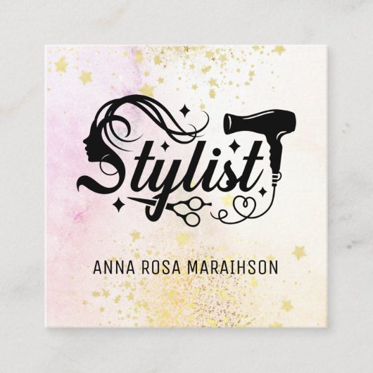 *~* Herzschere Herztrockner AP6 Glitzer Quadratische Visitenkarte (Vorderseite)