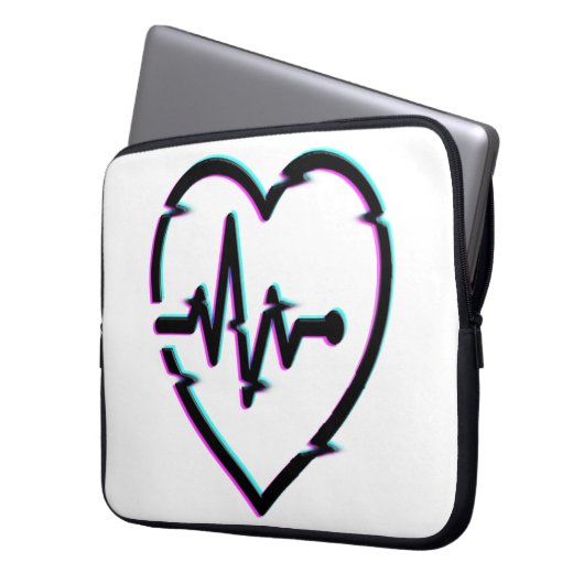 Herzschläfer Karo Neoprene Laptopschutzhülle (Vorderseite Links)