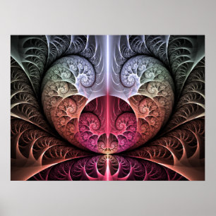 Herzschlag, abstrakte surreal-fantastische Fraktal Poster