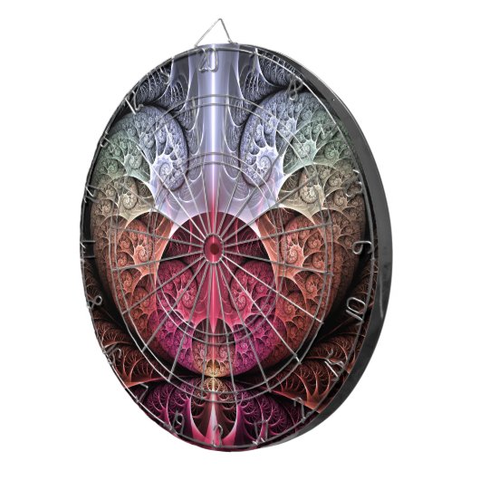 Herzschlag, Abstrakte surreale Fantasie Fraktal Ku Dartscheibe (Vorderseite rechts)