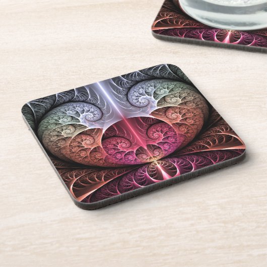 Herzschlag, Abstrakte surreale Fantasie Fraktal Ku Getränkeuntersetzer (Linke Seite)