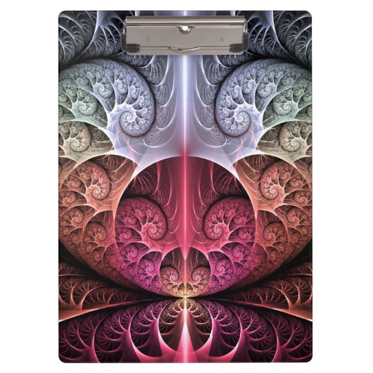 Herzschlag, Abstrakte surreale Fantasie Fraktal Ku Klemmbrett (Vorderseite)