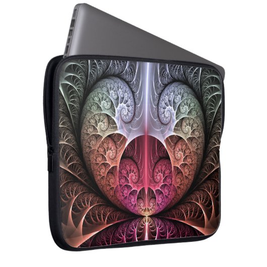 Herzschlag, Abstrakte surreale Fantasie Fraktal Ku Laptopschutzhülle (Vorne Rechts)