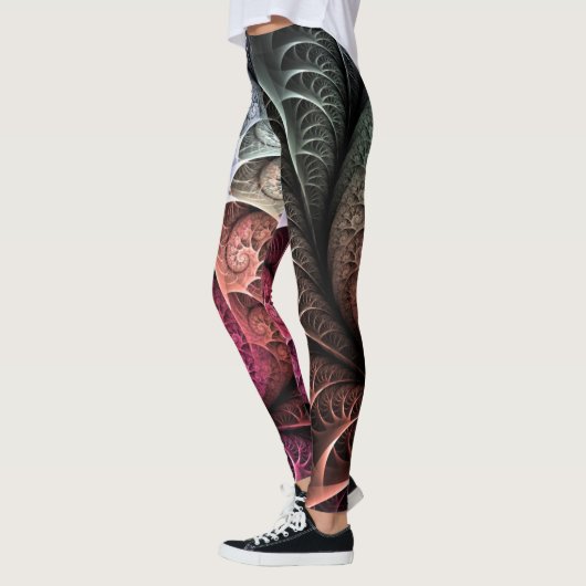 Herzschlag, Abstrakte surreale Fantasie Fraktal Ku Leggings (Links)