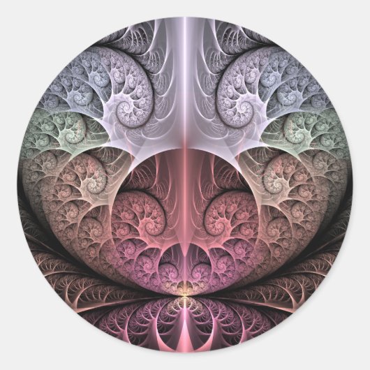 Herzschlag, Abstrakte surreale Fantasie Fraktal Ku Runder Aufkleber (Vorderseite)
