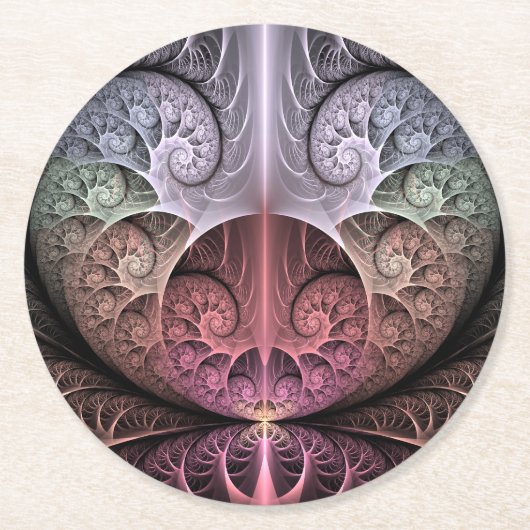 Herzschlag, Abstrakte surreale Fantasie Fraktal Ku Runder Pappuntersetzer (Vorderseite)