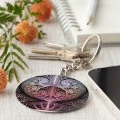 Herzschlag, Abstrakte surreale Fantasie Fraktal Ku Schlüsselanhänger (Seite)