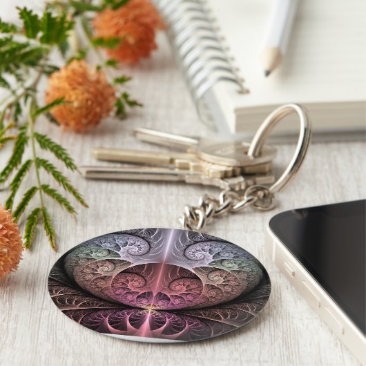 Herzschlag, Abstrakte surreale Fantasie Fraktal Ku Schlüsselanhänger (Seite)