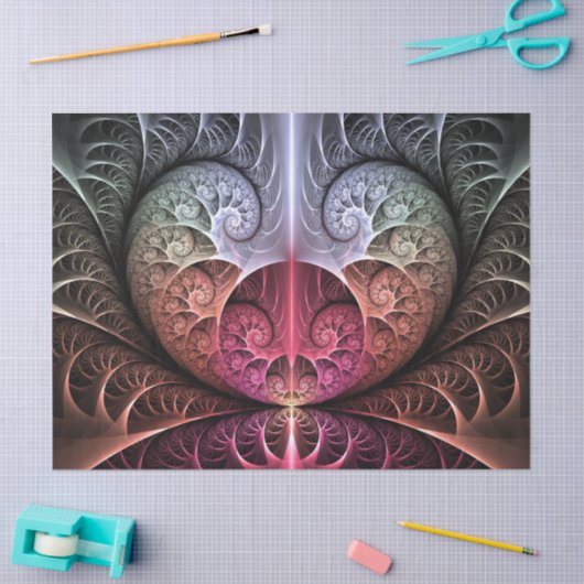 Herzschlag, Abstrakte surreale Fantasie Fraktal Ku Seidenpapier (Basteln)