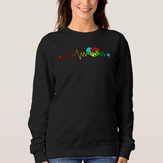 Herzschlag Autistische Liebe Puzzle Stücke Autismu Sweatshirt (Vorderseite)