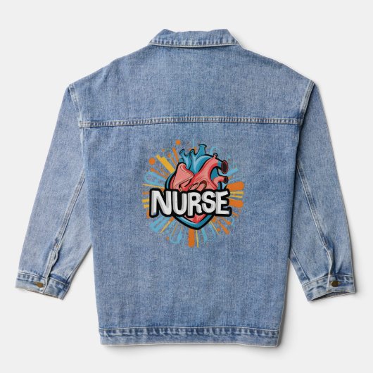 Herzschlag einer Krankenschwester Jeansjacke (Rückseite)