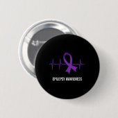 Herzschlag-EKG-Design Epilepsie-Bewusstsein Button (Vorne & Hinten)
