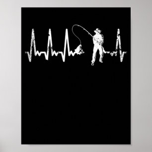 Herzschlag Fischer Puls Fisch EKG Geschenk Poster