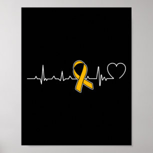 Herzschlag Goldene Schleife Kindheitskrebs-Bewusst Poster