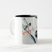 Herzschlag Harmonie: Stethoskop mit menschlicher T Zweifarbige Tasse (Vorderseite Links)