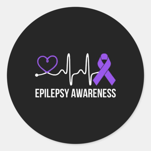 Herzschlag Herzepilepsie Awareness Epileptic Purpt Runder Aufkleber (Vorderseite)