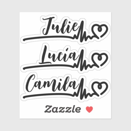 Herzschlag Herzschlag 3 Namen Cooler Individuelle Aufkleber (Blatt)