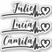 Herzschlag Herzschlag 3 Namen Cooler Individuelle Aufkleber (Vorderseite)
