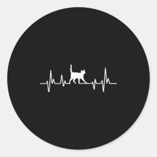Herzschlag-Katze Runder Aufkleber