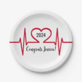 Herzschlag Krankenschwester Medizinischer Abschlus Pappteller (Vorderseite)