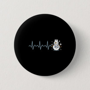 Herzschlag Krankenschwester Schneemann Krankenschw Button