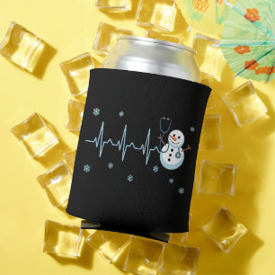 Herzschlag Krankenschwester Schneemann Weihnachten Dosenkühler