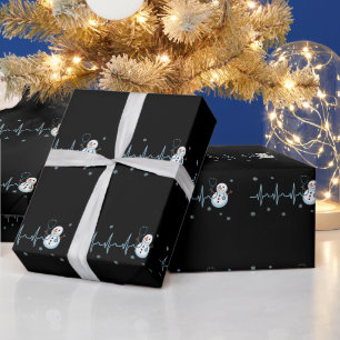 Herzschlag Krankenschwester Schneemann Weihnachten Geschenkpapier