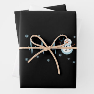 Herzschlag Krankenschwester Schneemann Weihnachten Geschenkpapier Set