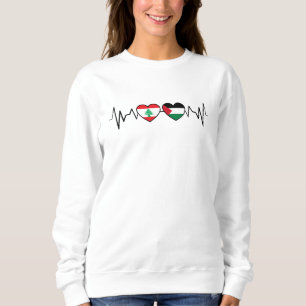 Herzschlag Libanon Palästina Einheitsflaggen. Sweatshirt