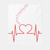 Herzschlag-Liebe - Minimalistisches Herz- und EKG- Fleecedecke (Vorderseite)