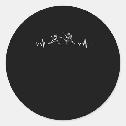 Herzschlag lustiger Fencer-Impuls Runder Aufkleber (Vorderseite)
