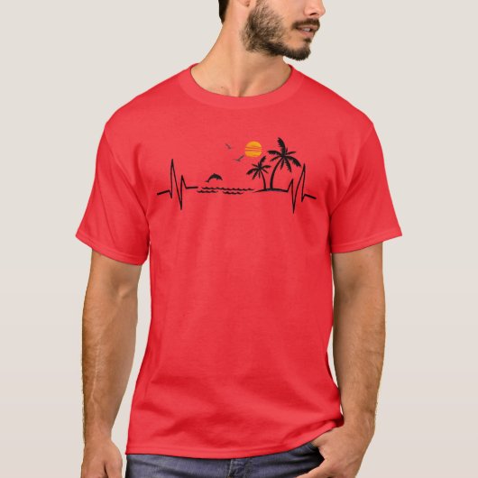 Herzschlag mit der tropischen Palmen Tree Beach Is T-Shirt (Vorderseite)