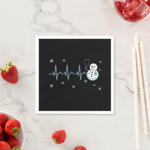 Herzschlag-Nurse-Schneemann-Weihnachten Serviette