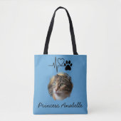 Herzschlag Pfotenabdruck Katzenmutter Muttertag Tasche (Vorderseite)