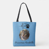 Herzschlag Pfotenabdruck Katzenmutter Muttertag Tasche (Rückseite)