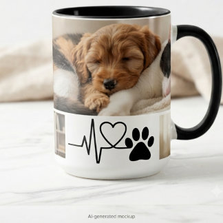 Herzschlag-Pfotenabdruck-Rettungshund-Mama Zweifarbige Tasse