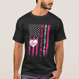 Herzschlag Pink American Flag - medizinische Asse T-Shirt