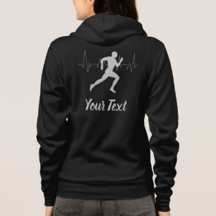 Herzschlag Runner Personalisiert Black Hoodie