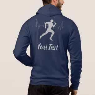 Herzschlag Runner Personalisiert Navy Blue Hoodie